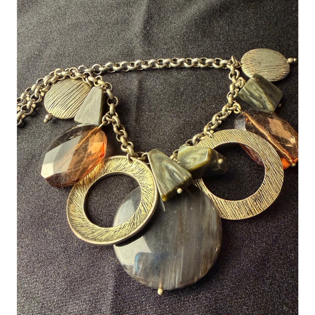 Jones New York Chunky Statement Necklace Featuring Brushed Silver-Tone 20 32$